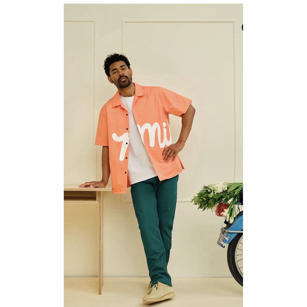 Mifland Club Script Logo camp Shirt Short Sleeve Collar MIAMI BEACH MILLION